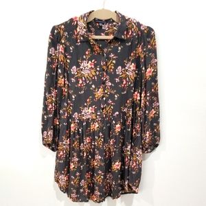American Eagle Long Sleeve Floral Dress, w/Partial Button Front, Size Medium
